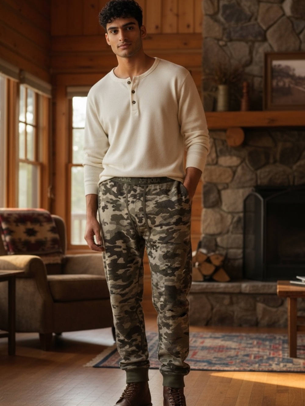 Men's Olive Camo  thermal - Casual Comfort